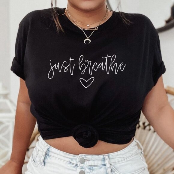 Just breathe graphic tee, kindness shirt, botanical shirt, womens Inspirational - Picture 1 of 3